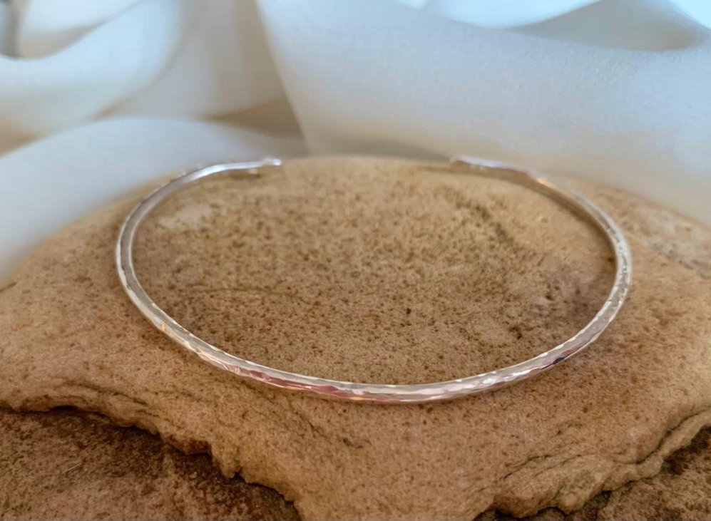 Once upon a wire textured hammered effect bangle