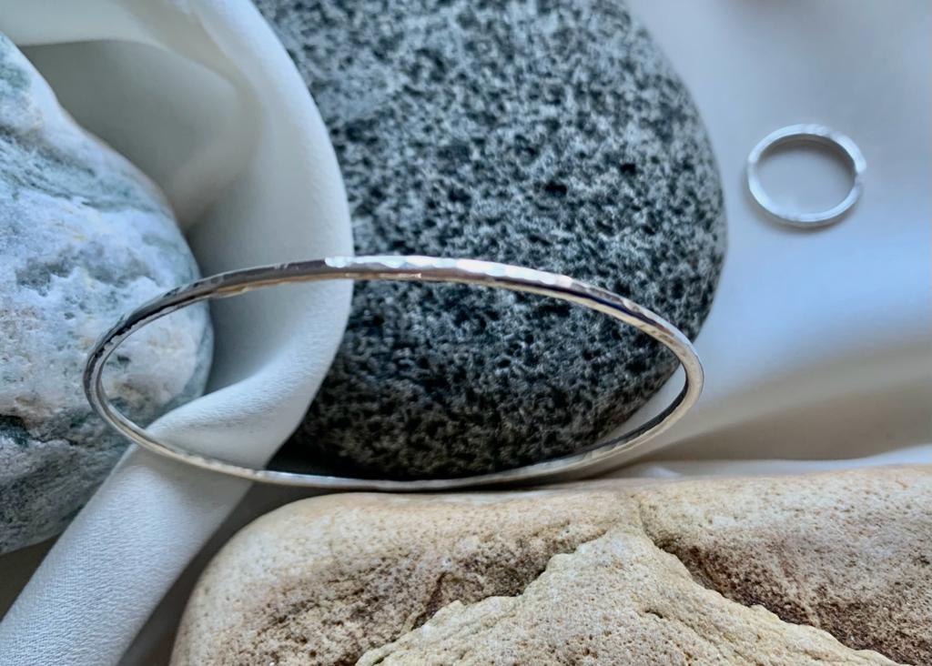 Once upon a wire textured hammered effect bangle